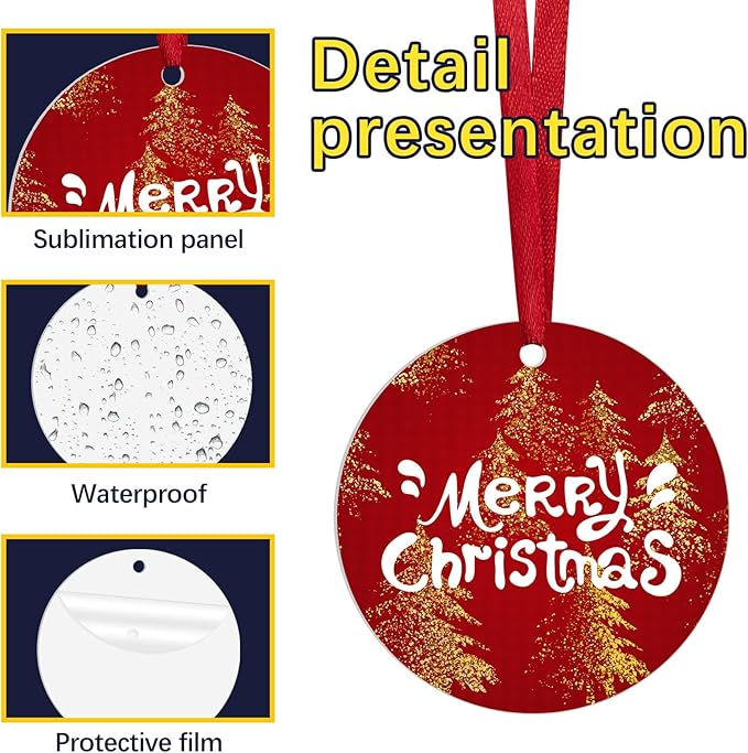 54 pcs Metal Sublimation Ornament Blanks,Sublimation Christmas Ornament Blanks for Christmas Tree Decor Ornaments,Double Sided Sublimation Ornaments Round Sublimation Blanks