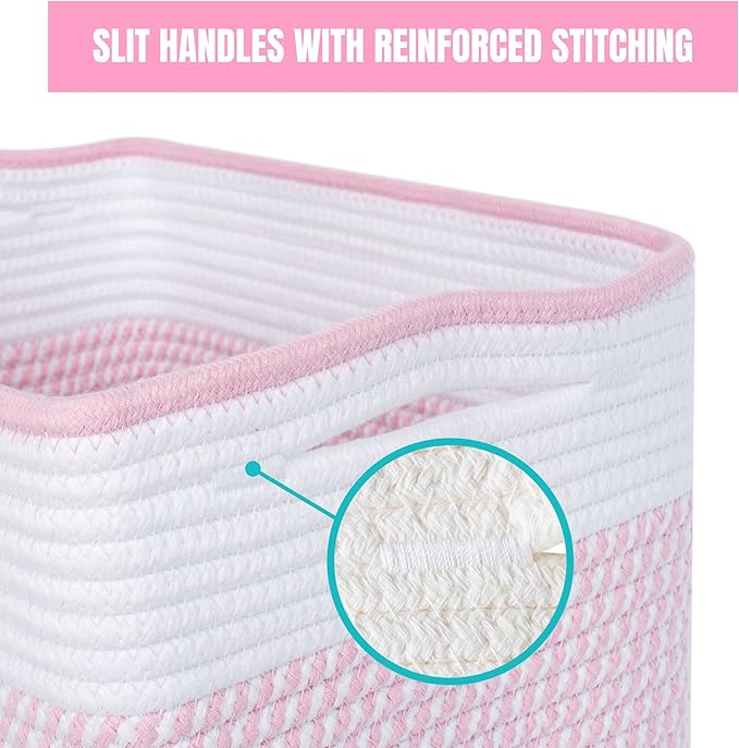 MINTWOOD Design 3-Pack Storage Baskets for Shelves, Decorative Baskets for Organizing, Woven Baskets for Storage, Book Basket, Cube Organizer, Cube Storage Bin Box, Closet Organizers, Light Pink