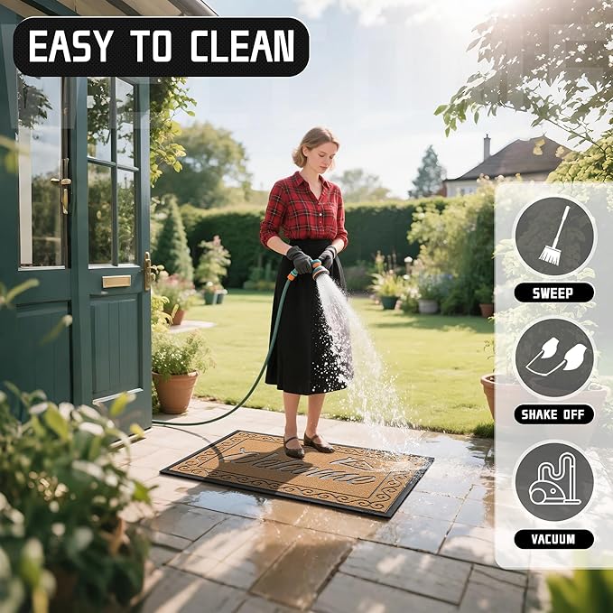 Yimobra Welcome Mat, Heavy Duty Sturdy Door Mats for Home Entrance Outdoor Indoor, Front Doormat for Outside Patio Floor Entry Porch Garage Office, Waterproof, Low Profile, 60 x 36, Yellow