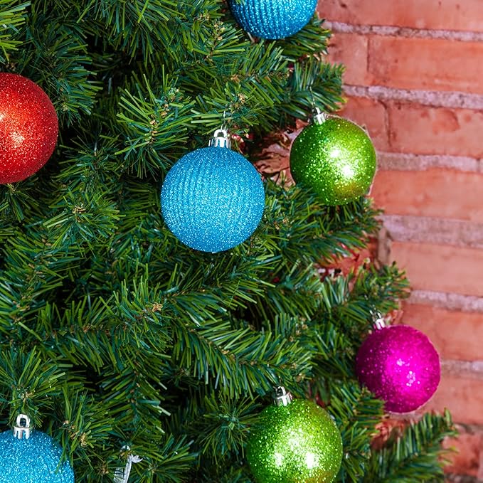 Every Day is Christmas Ornaments, Shatterproof Christmas Tree Ornament Set, Christmas Balls Decoration 35 Count (2.75"/70mm, Textured Rainbow)