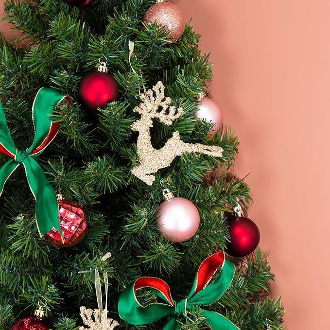 Every Day is Christmas Ornaments, Shatterproof Christmas Tree Ornament Set, Christmas Balls Decoration 50 Count (2.24"/57mm, Pink Rose)