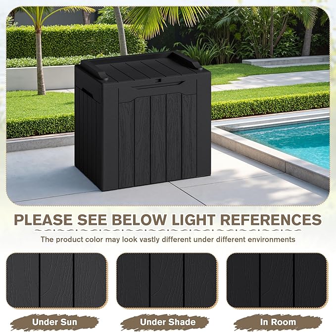 JUMMICO 31 Gallon Resin Deck Box Waterproof Indoor Outdoor Storage Boxes for Patio Furniture Cushions and Garden Tools (Black, 31gallon-2 Packs)