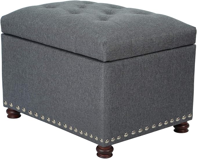 Joveco Storage Ottoman Bench Rectangular Fabric Organization Foot Rest, 24 Inch Modern Tufted Bedroom Foot Stool and Seat for Entryway, Bedroom, Living Room