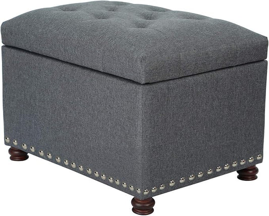 Joveco Storage Ottoman Bench Rectangular Fabric Organization Foot Rest, 24 Inch Modern Tufted Bedroom Foot Stool and Seat for Entryway, Bedroom, Living Room