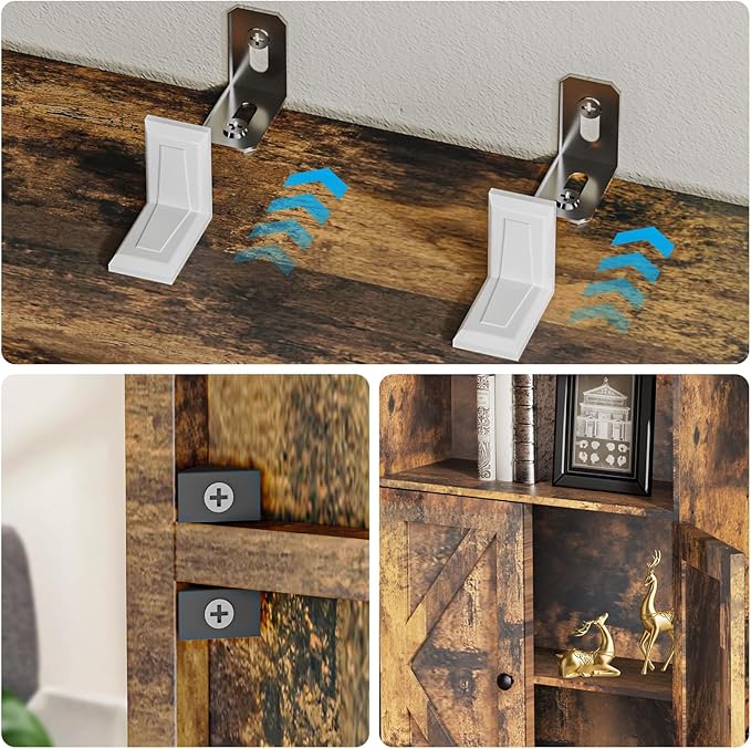 Tall Brown Wooden Bookshelf with Cabinet and Doors – 70.86" Bookcase with Doors, 6 Shelf Freestanding Tall Book Shelf for Living Room Storage, Bedroom, Home Office Organization – Brown Bookcase Wood