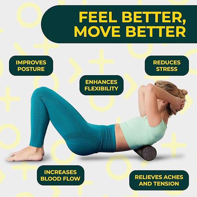 Hard Foam Roller – Travel Size Back Roller for Back, Legs, and Shoulders – Deep Tissue Massage for Myofascial Release, Exercise & Yoga