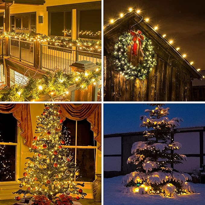 Green Wire, Yellow Incandescent Bulb 100 Mini String Lights for Indoor Christmas Tree Garland Birthday Wedding Party Festival Decoration