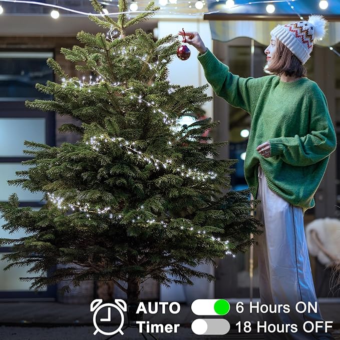 2 Pack Cluster Fairy Lights Battery Operated, Total 20Ft 400 LED Christmas Lights String with Timer 8 Modes Firecracker Fairy Lights Waterproof for Wreath Tree Wedding Gift Decor (Cool White)