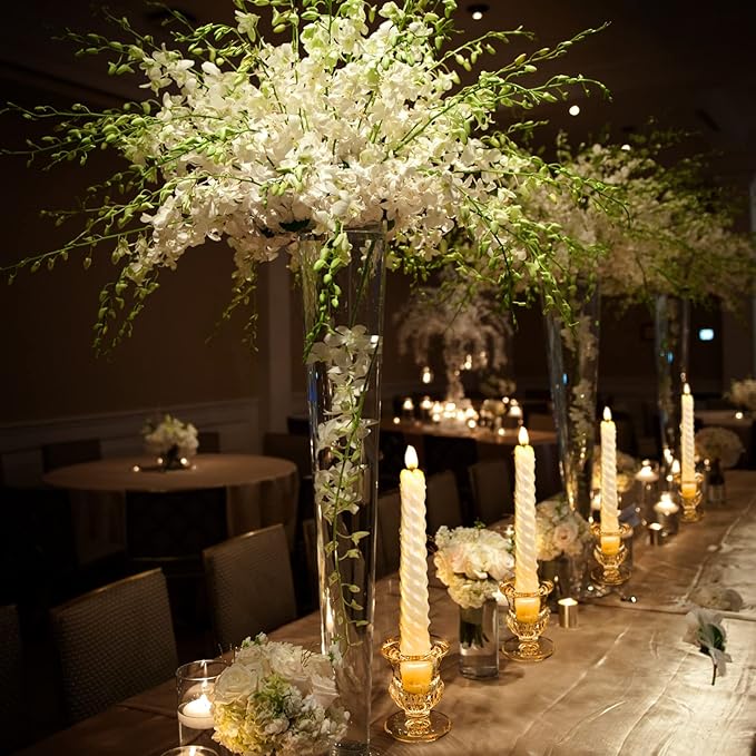 Foaincore 48 Pcs Glass Candlestick Holders Bulk 2.5 Inch Taper Candle Holders Small Ritual Candle Stand Table Centerpieces for Wedding Christmas Valentine's Festival Party Dining Decorations(Gold)