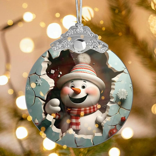 2025 Christmas Ornament, Christmas Tree 4 Inch Acrylic Ornament Art, Christmas Ornaments, Ornaments, Christmas Tree Ornaments, Ornaments for Tree (Cute Snowman)