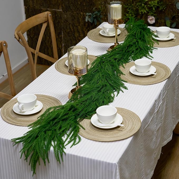 Artificial Norfolk Pine Garlands, Artificial Christmas Pine Tree Wreath, Artificial Greenery Garland for Christmas Holiday Indoor Home Decor (9FT)