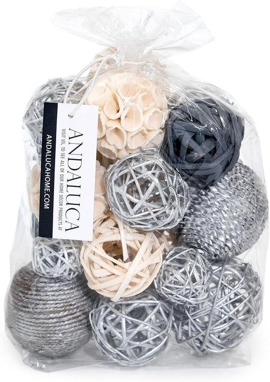 ANDALUCA Decorative Balls Bag Bowl Filler Home Decor (Silver)
