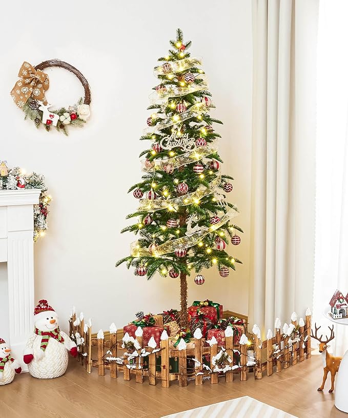 Decoway 6 FT Artificial Christmas Tree, Unlit Xmas Tree with 641 Green PE Tips for Indoor Outdoor Decorations Holiday Decor