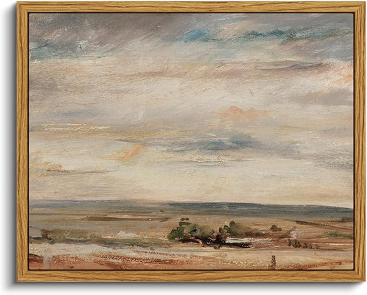 VIYYIEA Framed Canvas Wall Art Home Decor Classic Oil Paintings Color Sky Cloud Beach Grassland Canvas Prints Vintage Landscape Wall Art Pictures for Bedroom Living Room Bathroom Office Decor 8x10in