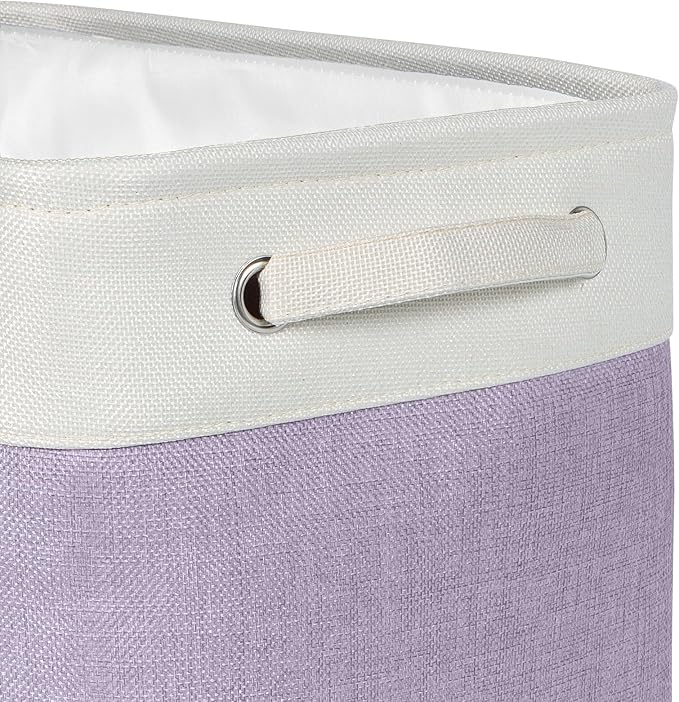 Kntiwiwo Foldable Storage Bins 15" x 10" x 9.5" Fabric Storage Basket Cube with Handles Large Linen Closet Organizer Bins for Organizing Shelf Home, Set of 3, Purple