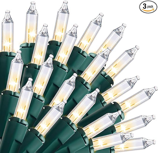 Joiedomi Clear Christmas String Lights Indoor,300(3x100) Mini Warm White Fairy Light,64.2 FT Lighting Decor for Patio Dorm Classroom Bedroom Holiday Wedding Party Garland Birthday Festival,Green Wire