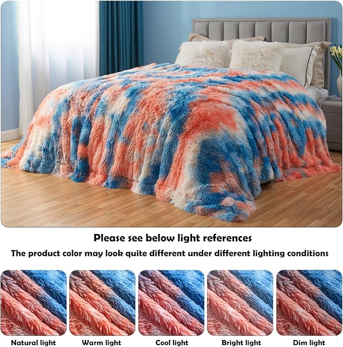 GONAAP Fuzzy Faux Fur Throw Blanket Twin Size Tie-dye Sunset Super Soft Cozy Plush Fuzzy Shaggy Blanket for Couch Sofa Bed (Tie-dye Sunset, Twin(60"x80"))