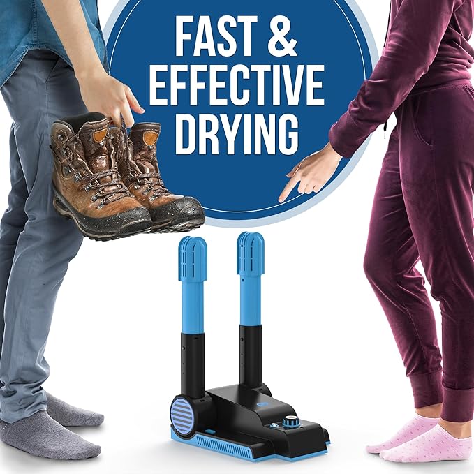 Foldable & Compact Boot Dryer & Boot Warmer with Timer, Fast 2-Hour Drying, Heavy-Duty Shoe Dryer for Work Boots, Sneakers, Gloves, Helmets & more – 2 Tube Design Everlasting Comfort