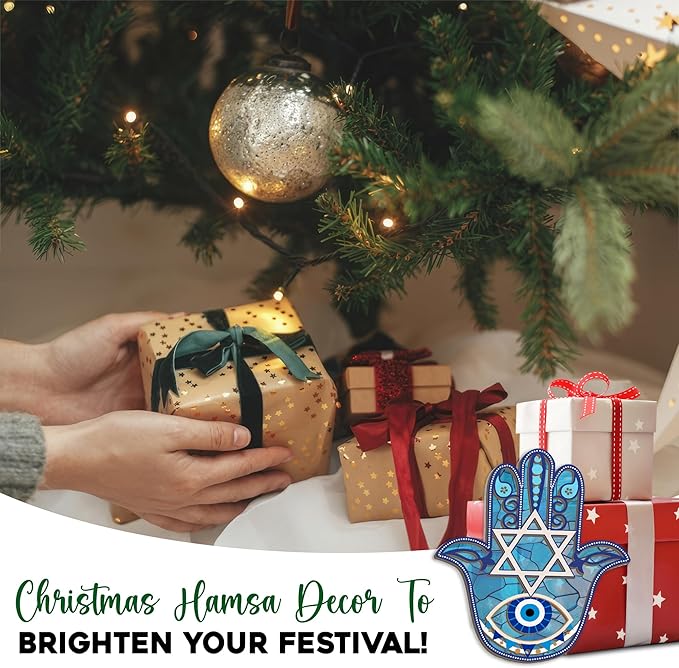 FLAGWIX Hanukkah Gifts for Women, Men - Christmas Ornament 2025, Hamsa Hand, Fatima Home Decor, Housewarming Gift Ideas, Spiritual Gifts - Christmas Decorations, Single Suncatcher Ornament