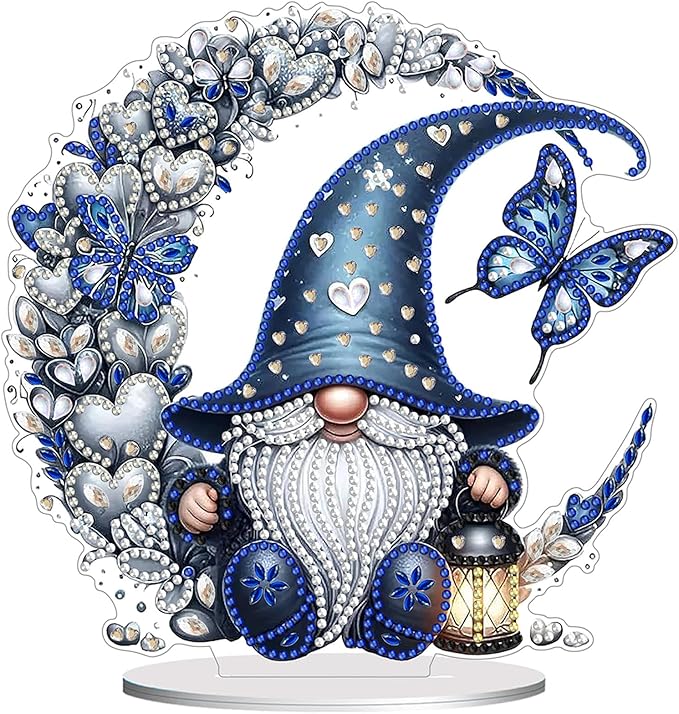 Diamond Painting Kits for Adults Beginners, 5D Full Drill Dwarf Moon Crystal Art Desktop Ornament, DIY Single Sided Home Office Desk Decor, Creative Craft Gift Set with Tools