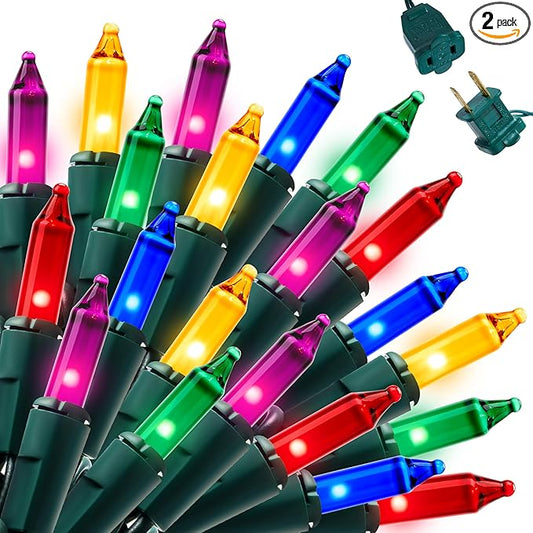 Joiedomi Multicolor Christmas String Lights,300(2x150) 62.4FT Christmas Fairy Tree Lights Plug in for Indoor Outdoor Xmas Decorations Patio Holiday Theme Party Yard House,Green Wire