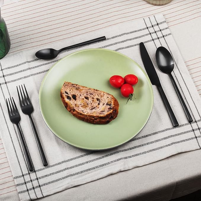 Alata Potter Black 45-Piece Forged Silverware Set with Utensil-Serving Set, Service for 8, Stainless Steel Flatware Set, Modern Design with Satin Finish, Ideal for Home, Kitchen, Party, Camping