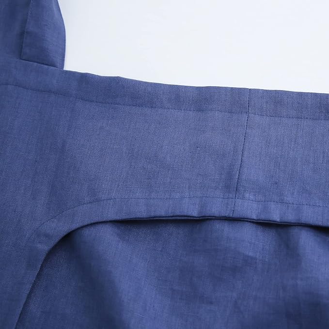 Amazhiyu 100% Linen Door Hanging Laundry Hamper Bag, 19x27 Inches (Navy)