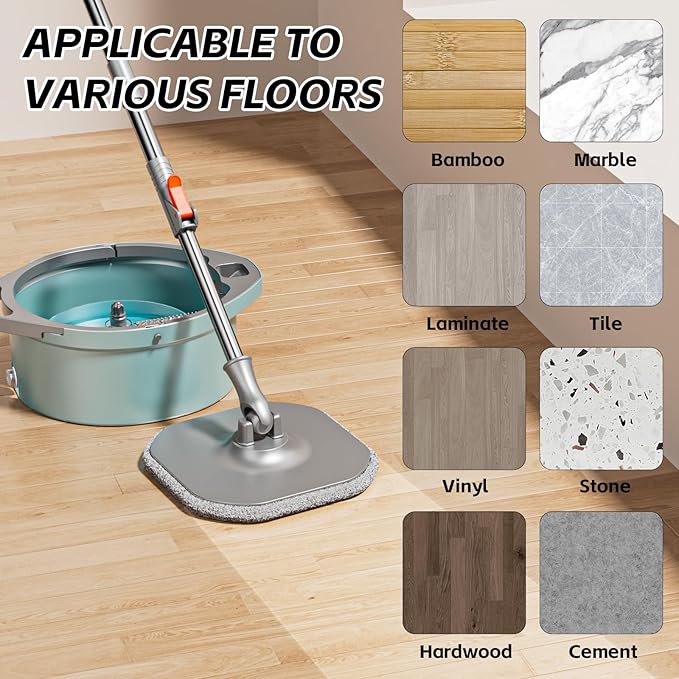 9 Inch Square Microfiber Mop Pad Refill Compatible with True & Tidy Mop System and Most 9 Inch Square Spin Mops - Thickened Washable & Reusable Mop Replacement Pad for Wet Dry Mopping(6 Pack)