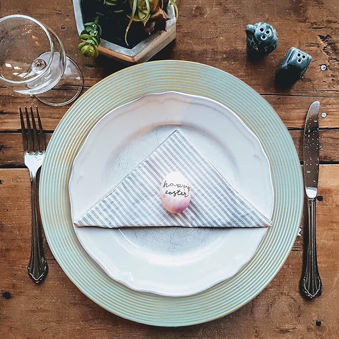 13" Round Charger Plates, 6 pack Ring Pattern Plastic Chargers for Dinner Plates, Vintage Charger Plate Set Bulk Wedding, Turquoise