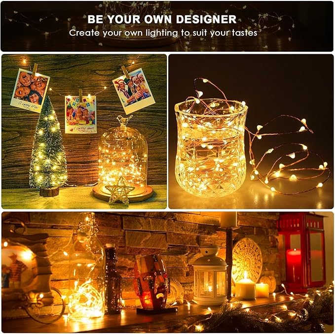 ANJAYLIA Fairy Lights, 4 Pack String Lights Battery Operated 10ft 30 LED Twinkle Lights for Wedding, Bedroom, Party, Christmas, Warm White