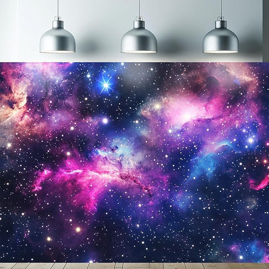 Starlit Patio Galaxy Nebula Blacklight Tapestry UV Reactive Wall Hanging Stars and Cosmic Clouds for Bedroom Dorm Living Room Glowing Universe Decor Fluorescent Trippy Poster 78 x 59 Inch