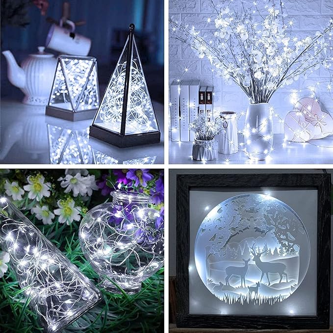 12 Pack Fairy Lights Battery Operated - 7ft 20 LED Twinkle Lights Copper Wire Mini String Lights Firefly Lights for Mason Jars DIY Crafts Christmas Wedding Party Centerpiece Table Decor, Cool White