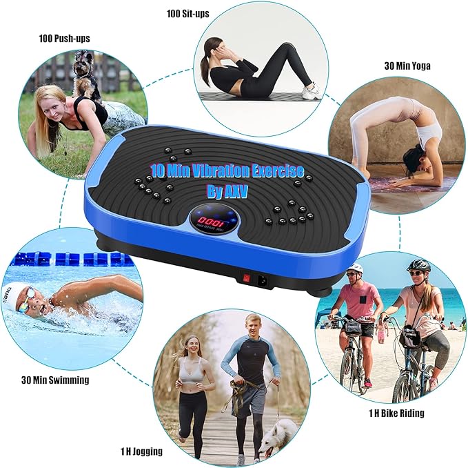 AXV Vibration Plate Exercise Machine Whole Body Workout Vibrate Fitness Platform Lymphatic Drainage Machine for Weight Loss Shaping Toning Wellness Home Gyms Workout