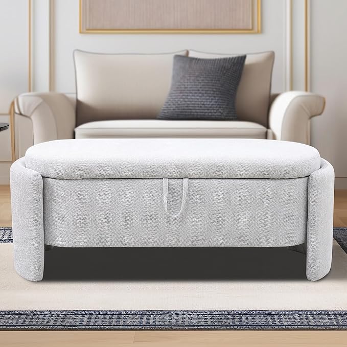 Ottoman Rectangular Storage Ottoman Bench, Footrest Stool Footstool with Lid for Living Room, Bedroom, Entryway, Brown, 47"x17"x18"