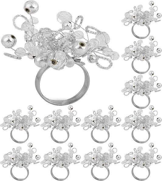 Silver Napkin Rings Set of 12 - Elegant Napkin Rings Sturdy Metal Design | Easy to Clean, Durable & Versatile for Table Settings, Special Occasion & Gift Giving Ideas - ALPHA Living HOME