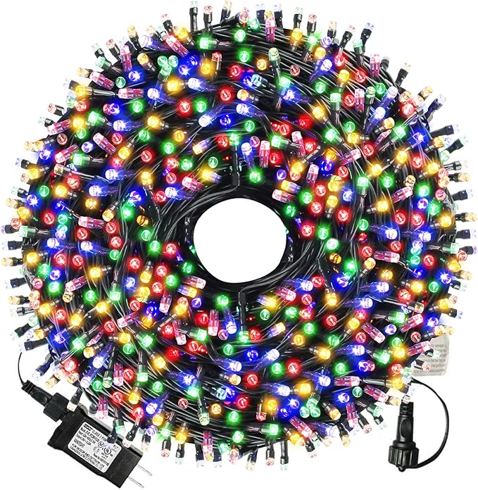 XTF2015 105ft 300 LED Christmas String Lights, End-to-End Plug 8 Modes - UL Certified - Outdoor Indoor Fairy Lights for Tree, Patio, Garden, Party, Wedding, Holiday (Multicolor)
