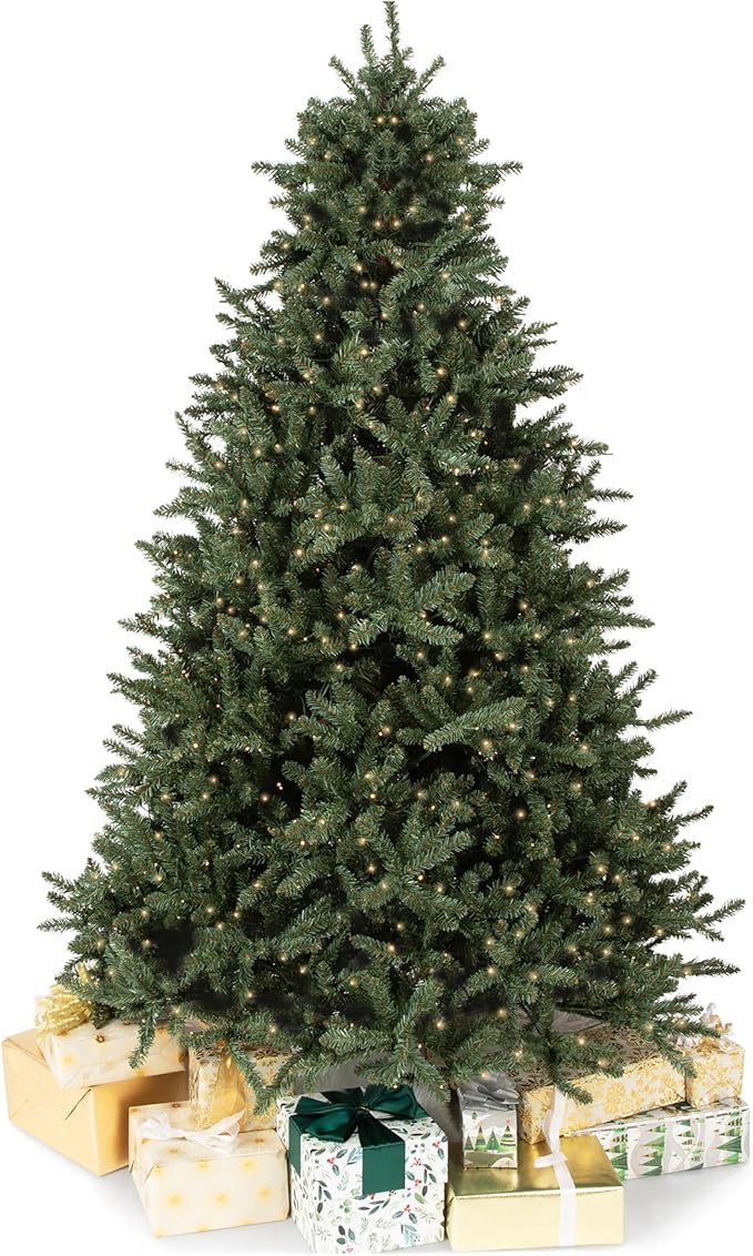 Papyrus 7 ft Pre-Lit Artificial Christmas Tree, Blue Spruce, Warm White Lights, Includes Stand and Storage Bag