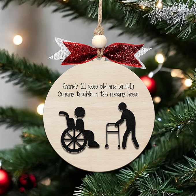 Funny Christmas Ornaments 2024, Unique Christmas Ornaments, Funny Christmas Gag Gifts for Men Women, Friends, Wooden Ornaments for Christmas Tree, Funny Ornaments for Adults