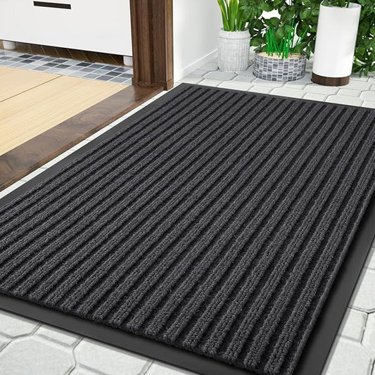 Yimobra Front Door Mat Outdoor Indoor Entrance, 100% Waterproof All-Season All Weather Doormat, Welcome Matt Outside Entry, Non Slip, Low Profile, Heavy Duty Patio Porch Floor Mats,36 x 24,Grey