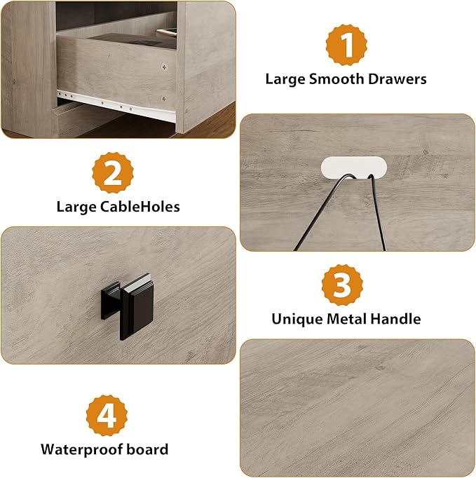 IDEALHOUSE 70in TV Stand for TVs up to 80", Mid Century Modern Entertainment Center with Storage Drawer and Open Shelves, TV Console Media Cabinet for Living Room, Bedroom, Rustic Gray