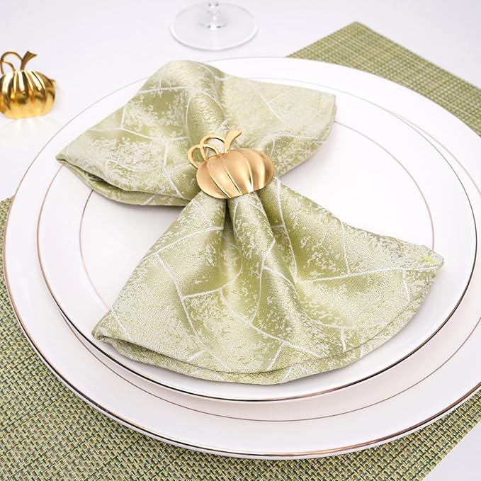 Gold Pumpkin Napkin Rings Set of 24 Fall Napkins Ring Retro Serviette Buckles Gold Adornment for Thanksgiving Halloween Table Settings