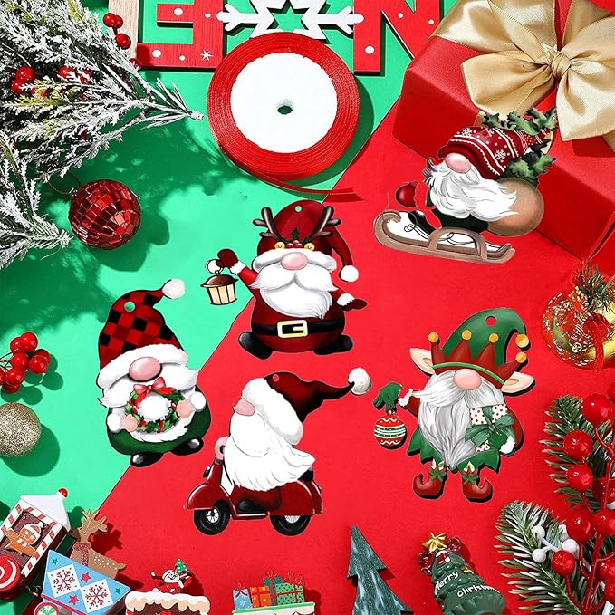 24 Wooden Gnome Ornaments for Christmas Tree, Party Decorating Supplies