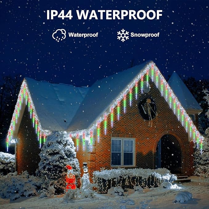 Color Changing Icicle Lights Outdoor 32.8FT 20 Tubes 100 LED Smart Christmas Lights, 39 Color Modes Waterproof Connectable Icicle Indoor Decoration for Tree Patio Roof Holiday, Smart