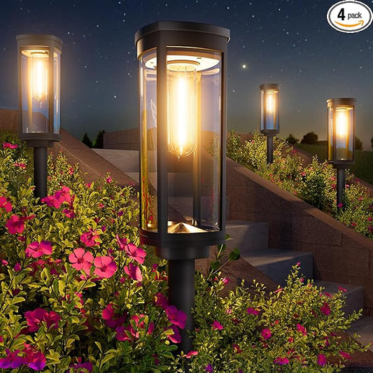 Solar Pathway Lights Outdoor, 4 Pack Bright Solar Powered Garden Lights Waterproof IP65, Long Lasting Outdoor Light for Yard Garden Walkway Landscape Lawn Patio