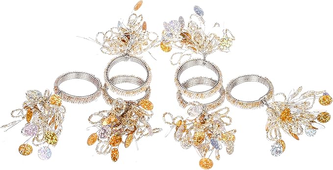 Glass Beaded Napkin Rings - 12-Pack Handmade Spring Floral Napkin Holder for Table Setting Weddings,Holiday Dinner,Birthday,Thanksgiving,Christmas,Farmhouse Décor (Multicolor) - ALPHA Living HOME