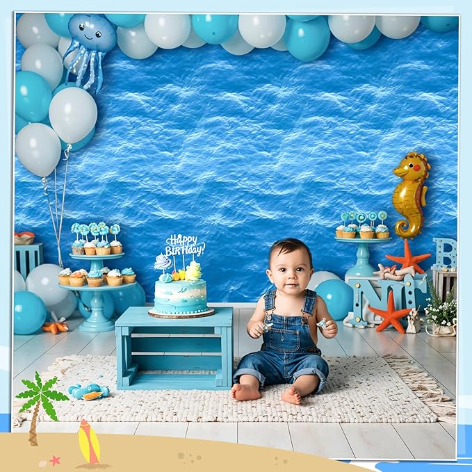 3 Pack Ocean Waves Plastic Tablecloth, 54 X 108Inch Disposable Water Print Table Cloths for Rectangle Table Ocean Party Decor Waterproof Tables Cover for Beach Pool Under The Sea Party Decoration