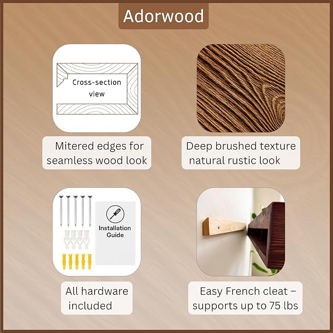 Handmade Fireplace Mantel Shelf 72", Extra Wide Rustic Wood Mantles for Over Fireplace, Wall Mounted Floating Mantel Shelves for Living Room Decor (Light Rustic, 72Lx6Hx8D)