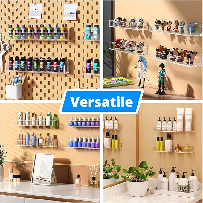 NIUBEE Wall Mounted Spice Rack Organizer,3 Pack Clear Acrylic Spice Shelf Storage Holder,Hanging Seasoning Rack Organizer for Wall Kitchen Pantry Cabinet Door