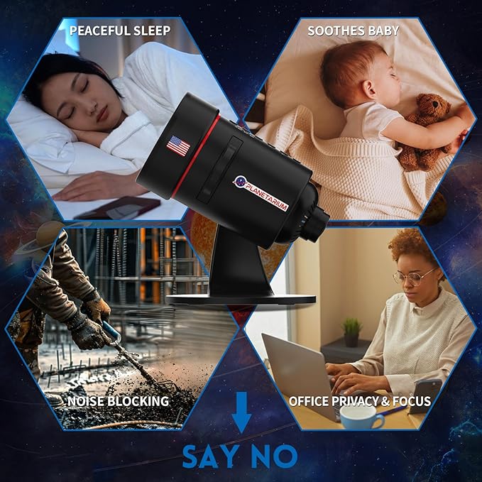 Galaxy Projector with White Noise Sound Machine 28 Soothing Sounds Memory Function Sleeping Timer Star Light Planetarium Projector with Starry Sky Space Solar System Moon Nebula for Adults Baby Kids