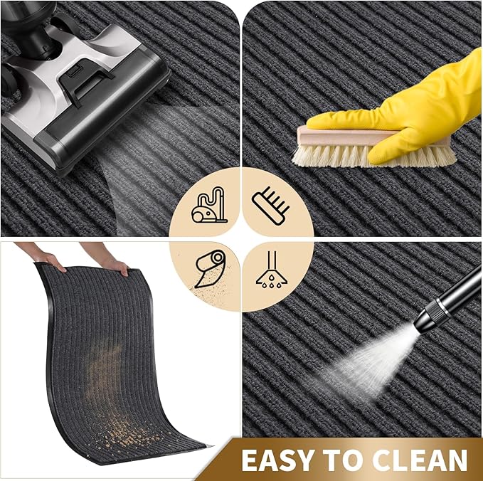 Yimobra Front Door Mat Outdoor Indoor Entrance, 100% Waterproof All-Season All Weather Doormat, Welcome Matt Outside Entry, Non Slip, Low Profile, Heavy Duty Patio Porch Floor Mats,29.5 x 17,Grey